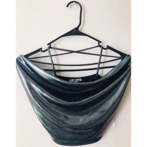 Cropped crossed-strap top • S • Teal/Black